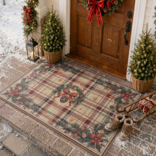 Christmas Kitchen Runner Rug, 2x6 Soft Christmas Bathroom Runner Rug