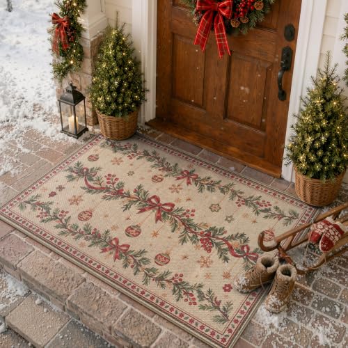 Christmas Kitchen Runner Rug, 2x6 Soft Christmas Bathroom Runner Rug