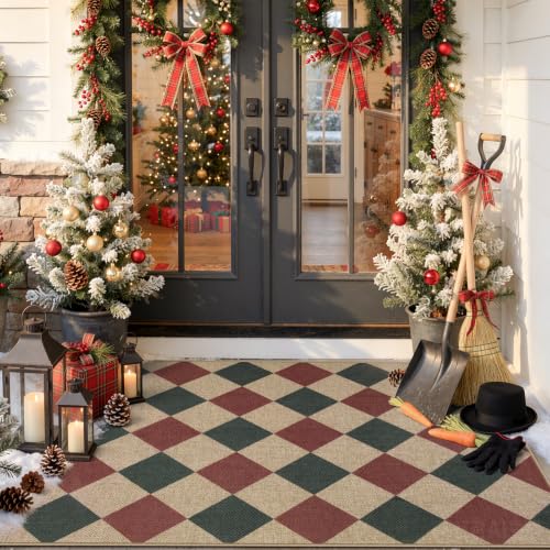 Christmas Kitchen Runner Rug, 2x6 Soft Christmas Bathroom Runner Rug