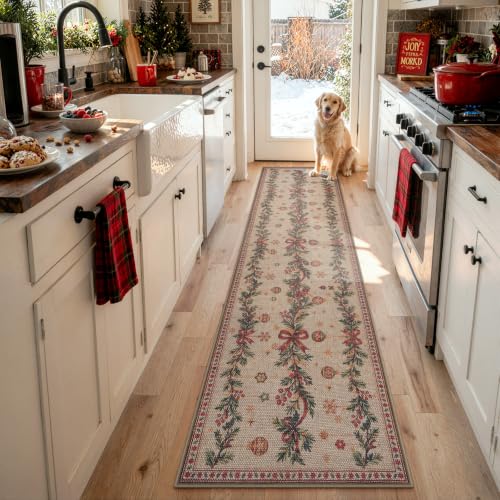 Christmas Kitchen Runner Rug, 2x6 Soft Christmas Bathroom Runner Rug