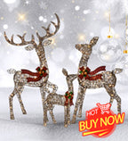 3-Piece 2D Lighted Christmas Deer Family Set - Large Outdoor Yard Reindeer Holiday