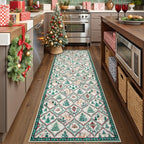 Christmas Kitchen Runner Rug, 2x6 Soft Christmas Bathroom Runner Rug