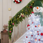 2Pcs 9FT Christmas Garland with Lights, Real Touch Cedar Garland Artificial Greenery Garland