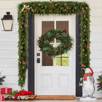 2Pcs 9FT Christmas Garland with Lights, Real Touch Cedar Garland Artificial Greenery Garland