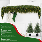 2Pcs 9FT Christmas Garland with Lights, Real Touch Cedar Garland Artificial Greenery Garland