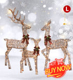 3-Piece 2D Lighted Christmas Deer Family Set - Large Outdoor Yard Reindeer Holiday