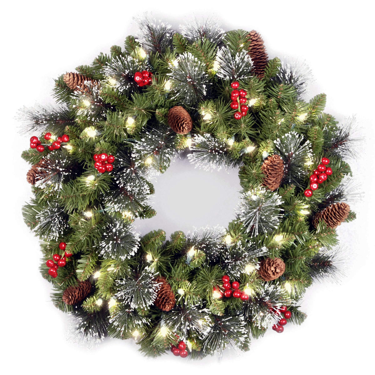 National Tree Company 24in Pre-Lit Crestwood Spruce Christmas Wreath