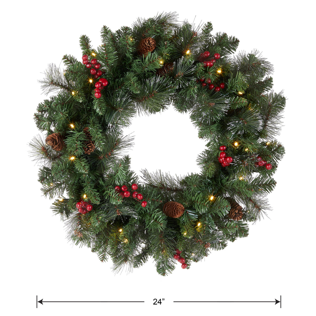 National Tree Company 24in Pre-Lit Crestwood Spruce Christmas Wreath