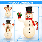 2 Pack 30" & 24" Pop-Up Iron Christmas Ornament Set, 230 Warm White LEDs with UL Transformer, 8 Light Functions & 18H Timer