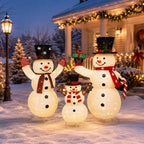 2 Pack 30" & 24" Pop-Up Iron Christmas Ornament Set, 230 Warm White LEDs with UL Transformer, 8 Light Functions & 18H Timer