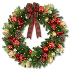 9 FT Pre-Lit Christmas Garland with 80 Warm White LED Lights and Timer, Battery Operated Artificial PE & PVC