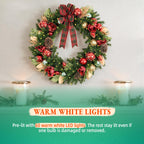 9 FT Pre-Lit Christmas Garland with 80 Warm White LED Lights and Timer, Battery Operated Artificial PE & PVC