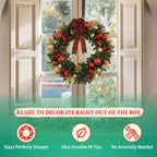 9 FT Pre-Lit Christmas Garland with 80 Warm White LED Lights and Timer, Battery Operated Artificial PE & PVC