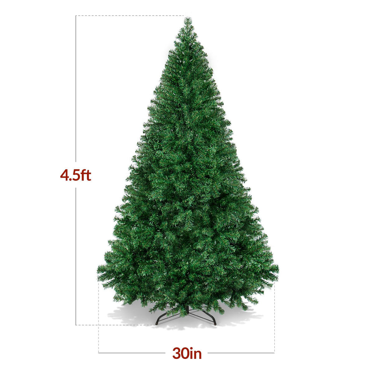 Christmas tree4.5ft Premium Unlit Pine Design, Dense Branches Realistic Holiday Décor w/Easy Assembly - Green