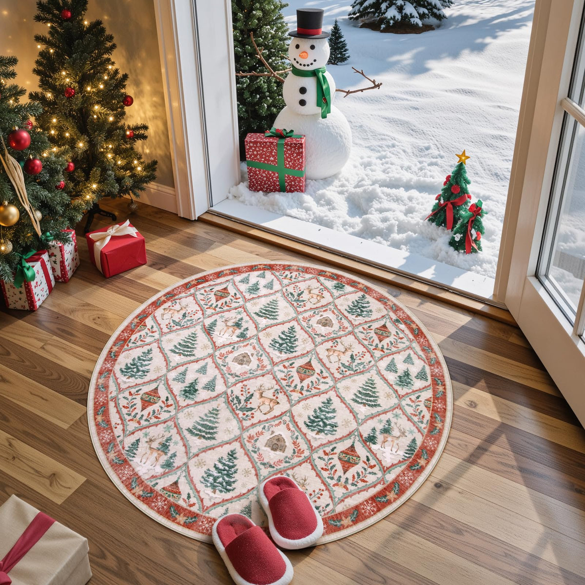Christmas Kitchen Runner Rug, 2x6 Soft Christmas Bathroom Runner Rug