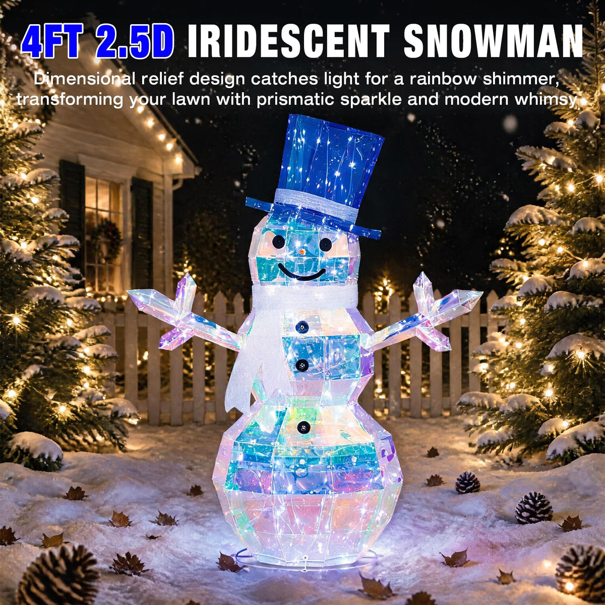2 Pack 30" & 24" Pop-Up Iron Christmas Ornament Set, 230 Warm White LEDs with UL Transformer, 8 Light Functions & 18H Timer