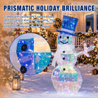 2 Pack 30" & 24" Pop-Up Iron Christmas Ornament Set, 230 Warm White LEDs with UL Transformer, 8 Light Functions & 18H Timer