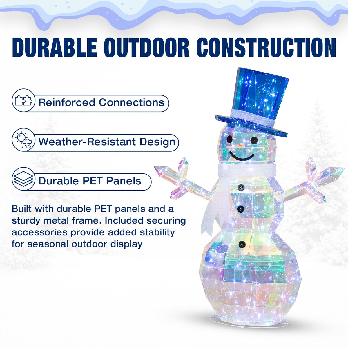 2 Pack 30" & 24" Pop-Up Iron Christmas Ornament Set, 230 Warm White LEDs with UL Transformer, 8 Light Functions & 18H Timer