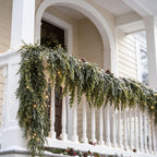 2Pcs 9FT Christmas Garland with Lights, Real Touch Cedar Garland Artificial Greenery Garland