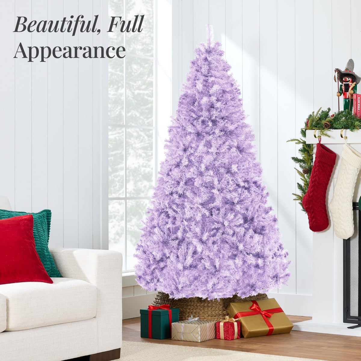 Christmas tree4.5ft Premium Unlit Pine Design, Dense Branches Realistic Holiday Décor w/Easy Assembly - Green