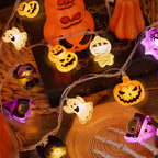 Halloween String Lights with USB-Powered Decoration Featuring Mummies, Ghosts, Spiders,Witch, Skeletons, Witches, Black Cats-Cute Indoor Party Ornaments for Festive Decoration.