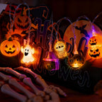 Halloween String Lights with USB-Powered Decoration Featuring Mummies, Ghosts, Spiders,Witch, Skeletons, Witches, Black Cats-Cute Indoor Party Ornaments for Festive Decoration.