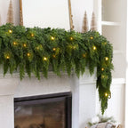 2Pcs 9FT Christmas Garland with Lights, Real Touch Cedar Garland Artificial Greenery Garland