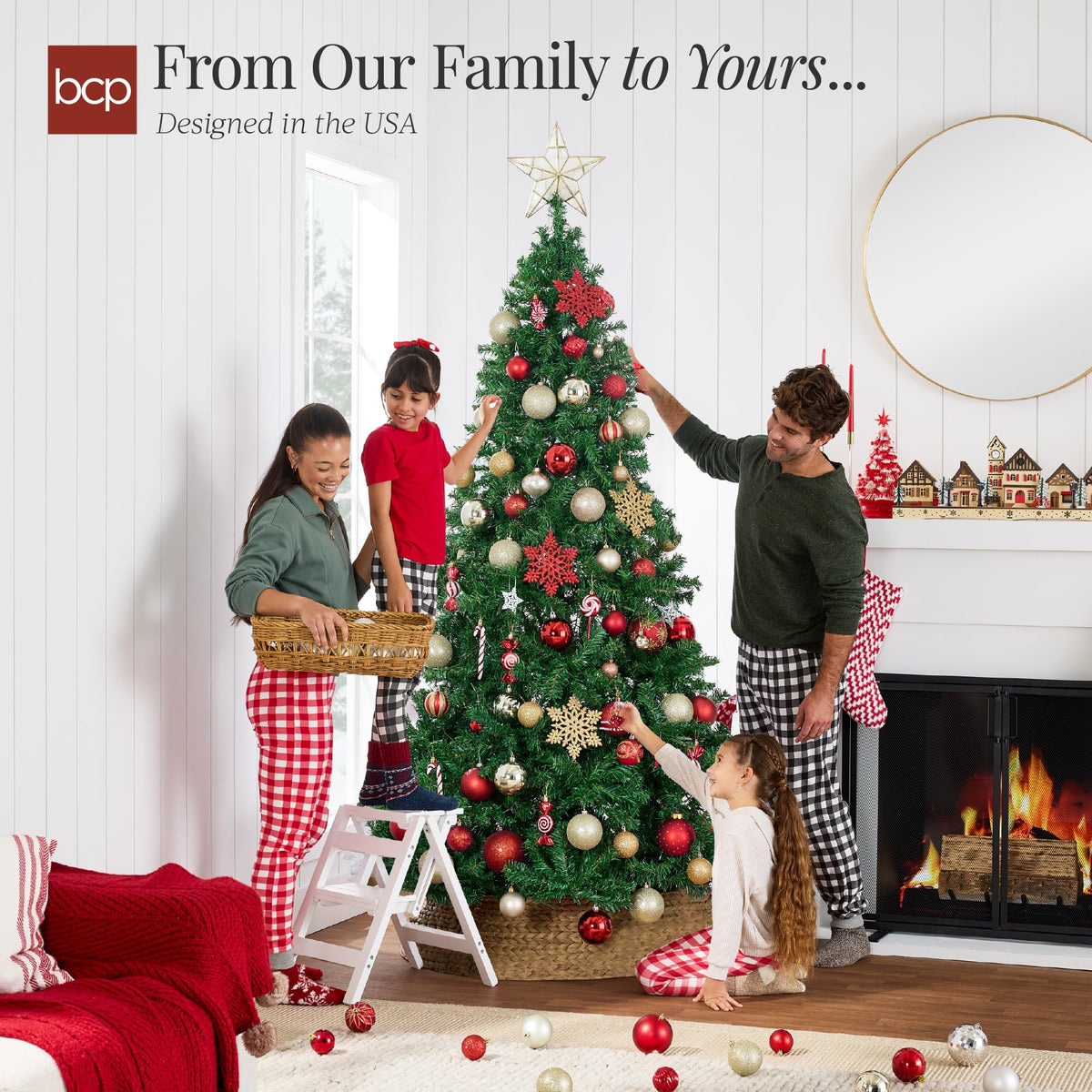 Christmas tree4.5ft Premium Unlit Pine Design, Dense Branches Realistic Holiday Décor w/Easy Assembly - Green