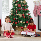 Christmas tree4.5ft Premium Unlit Pine Design, Dense Branches Realistic Holiday Décor w/Easy Assembly - Green