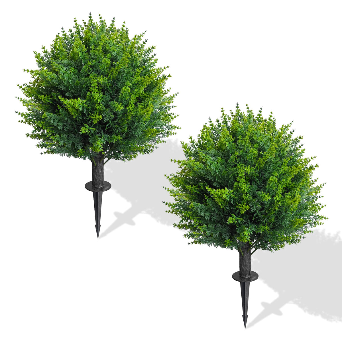 4 Ft Artificial Cedar Topiary Trees 2 Pack, UV Resistant Potted Faux Cypress Shrubs with Extra