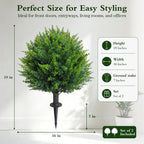 4 Ft Artificial Cedar Topiary Trees 2 Pack, UV Resistant Potted Faux Cypress Shrubs with Extra