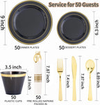 350Piece Gold Dinnerware Set for 50 Guests  Silverware for Wedding/Birthday