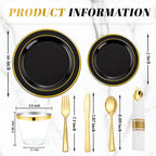 350Piece Gold Dinnerware Set for 50 Guests  Silverware for Wedding/Birthday