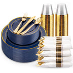 350Piece Gold Dinnerware Set for 50 Guests  Silverware for Wedding/Birthday