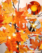 Fall Lighted Maple Trees with 48 LEDs Lights 12 Pumpkins Fake Fall Light Up Tree Artificial Autumn Maple