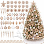 CroBlissful 118 Pcs Christmas Tree Ornaments  , Berries Stems for Xmas Trees Holiday Decor(Gold)