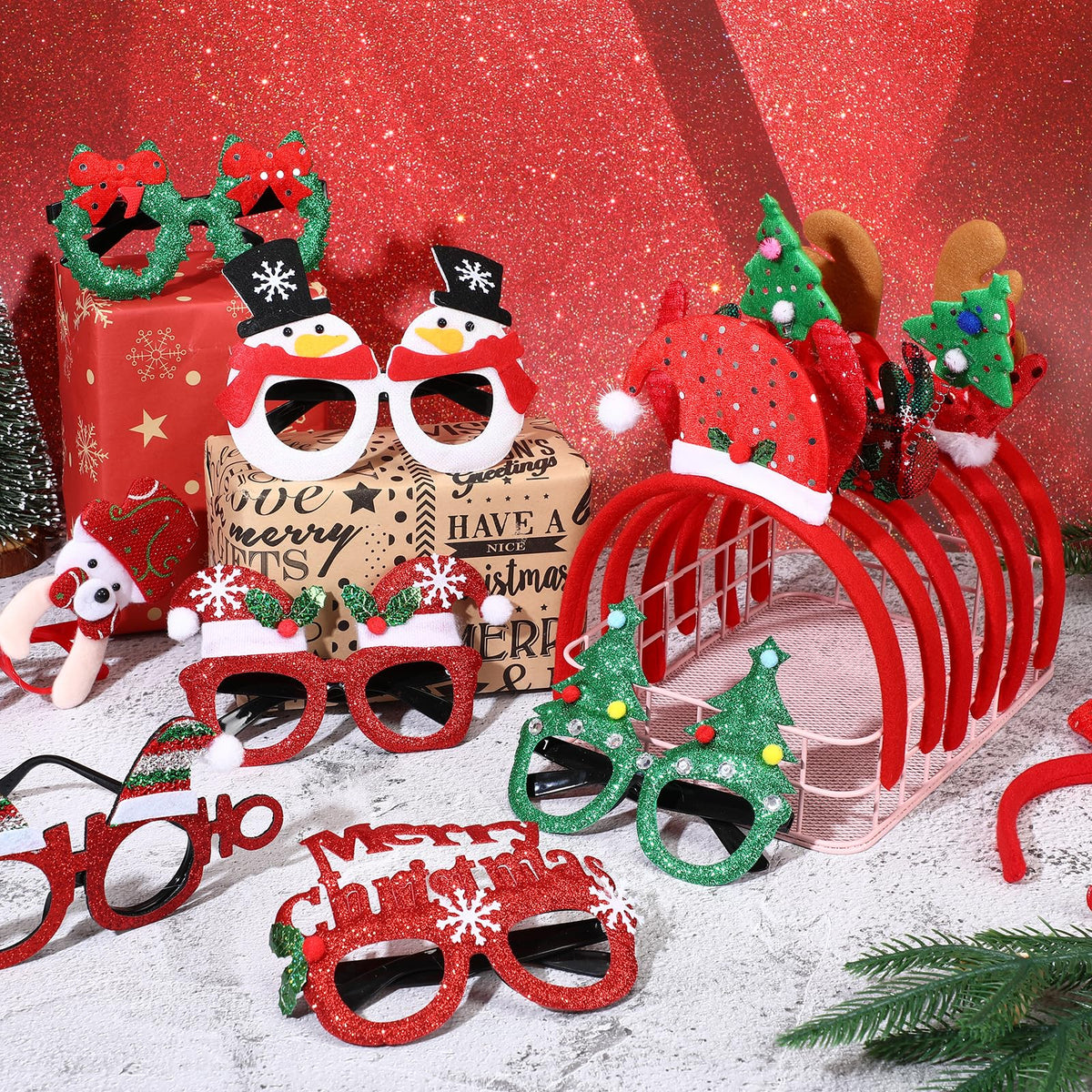 Giegxin 80 Pcs Christmas Headbands Eyeglasses Bulk for Adults
