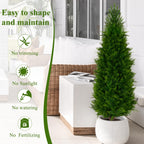 4 Ft Artificial Cedar Topiary Trees 2 Pack, UV Resistant Potted Faux Cypress Shrubs with Extra
