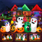 10FT Halloween Inflatable Pumpkin Ghost Combo with LED