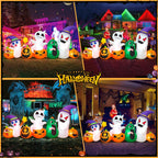 10FT Halloween Inflatable Pumpkin Ghost Combo with LED