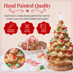 15in Ceramic Christmas Tree, Pre-lit Hand-Painted Tabletop Holiday Tree, Star Topper, 64 Lights