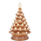 15in Ceramic Christmas Tree, Pre-lit Hand-Painted Tabletop Holiday Tree, Star Topper, 64 Lights
