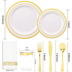 350Piece Gold Dinnerware Set for 50 Guests  Silverware for Wedding/Birthday