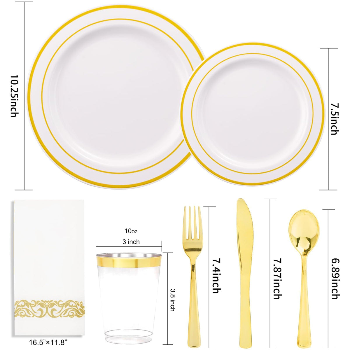 350Piece Gold Dinnerware Set for 50 Guests  Silverware for Wedding/Birthday