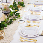 350Piece Gold Dinnerware Set for 50 Guests  Silverware for Wedding/Birthday