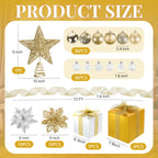 Skylety 104 Pcs Christmas Tree Decorations Set, Red and Gold