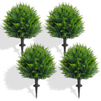 4 Ft Artificial Cedar Topiary Trees 2 Pack, UV Resistant Potted Faux Cypress Shrubs with Extra