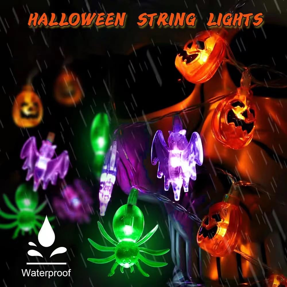 Halloween String Lights with USB-Powered Decoration Featuring Mummies, Ghosts, Spiders,Witch, Skeletons, Witches, Black Cats-Cute Indoor Party Ornaments for Festive Decoration.