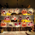 Halloween String Lights with USB-Powered Decoration Featuring Mummies, Ghosts, Spiders,Witch, Skeletons, Witches, Black Cats-Cute Indoor Party Ornaments for Festive Decoration.