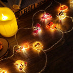 Halloween String Lights with USB-Powered Decoration Featuring Mummies, Ghosts, Spiders,Witch, Skeletons, Witches, Black Cats-Cute Indoor Party Ornaments for Festive Decoration.